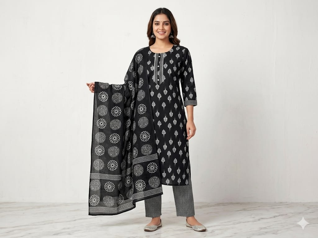 Ethnic Motifs Printed Regular Kurta with Pants & Dupatta